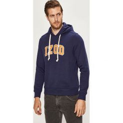 Izod - Bluza. Niebieskie bluzy męskie IZOD, s, z aplikacjami, z bawełny, z kapturem, bez rękawów, z kapturem. W wyprzedaży za 139,90 zł.