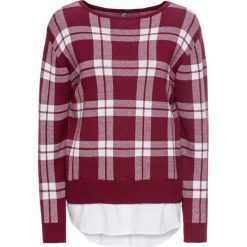 Sweter we wrabiany wzór w paski bonprix biały. Białe swetry męskie bonprix, s, w paski, z okrągłym kołnierzem, bez kaptura. Za 64,99 zł.