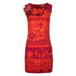 Desigual Sukienka Damska Angelina 36 Czerwony. Czerwone sukienki z falbanami marki Desigual, s, w kolorowe wzory, z materiału. W wyprzedaży za 319,00 zł.