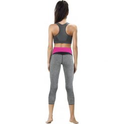 Legginsy sportowe damskie: Gwinner Legginsy SHAPE SLIM CAPRI MODEL 2 CLIMAline szaro-różowe r. M (425324020400-M)