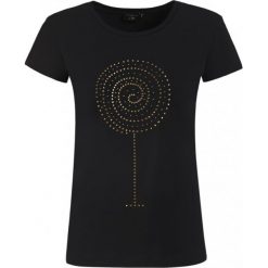 Czarny t-shirt z kryształkami AK LOLIPOP. Czarne bluzki damskie ANETA KRĘGLICKA X L'AF, l, bez wzorów, z bawełny, klasyczne, z klasycznym kołnierzykiem. Za 149,00 zł.