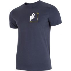 T-shirt męski TSM003 - ciemny granat melanż. Szare koszulki męskie marki 4f, m, bez wzorów, bez kołnierzyka. Za 44,99 zł.