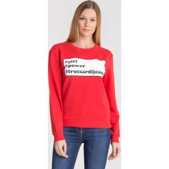 BLUZA TRUSSARDI JEANS. Czerwone bluzy damskie Trussardi Jeans, s, z nadrukiem, z bawełny, bez rękawów, bez kaptura. Za 159,50 zł.