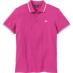 Shirt polo bonprix różowy. Różowe koszulki męskie bonprix, s, z haftami, z bawełny, bez rękawów. Za 37,99 zł.