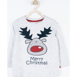 Koszulka. Szare bez kategorii marki Merry Christmas, z aplikacjami, z bawełny, z długim rękawem. Za 42,90 zł.
