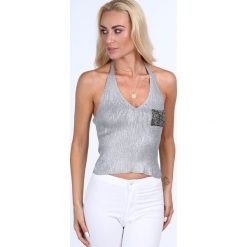 Top halter strap jasnoszary 4030. Szare topy damskie marki Fasardi, z dekoltem halter. Za 39,00 zł.