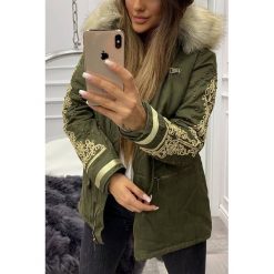 Kurtka damska VILIA BEIGE. Brązowe kurtki damskie IVET, na zimę, z haftami, z puchu. W wyprzedaży za 109,00 zł.