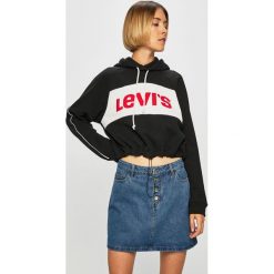 Levi's - Bluza. Czarne bluzy damskie Levi's®, s, z nadrukiem, z bawełny, bez rękawów, z kapturem. Za 319,90 zł.