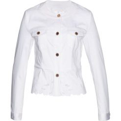 Kurtka Premium z haftem bonprix biały. Białe kurtki damskie bonprix, z haftami, bez kaptura. Za 239,99 zł.