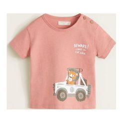 Mango Kids - T-shirt dziecięcy Lion 80-104 cm. Pomarańczowe t-shirty chłopięce Mango Kids, z nadrukiem, z bawełny, bez rękawów. Za 29,90 zł.