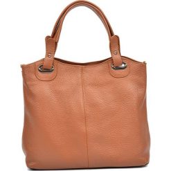 Shopper bag damskie: Skórzana torebka w kolorze koniaku – (S)28 x (W)39 x (G)13 cm