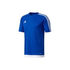 Koszulka krótki rękaw do piłki nożnej Estro 15. Niebieskie koszulki męskie marki Adidas, m, bez wzorów, z poliesteru, bez kołnierzyka, z krótkim rękawem, krótkie. Za 64,99 zł.