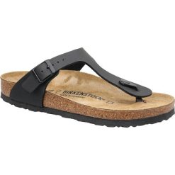 Birkenstock Gizeh BF 43691. Czarne klapki damskie Birkenstock, bez wzorów, ze skóry, bez obcasa. W wyprzedaży za 229,99 zł.