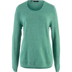 Swetry damskie: Sweter z puszystej przędzy bonprix zielony szałwiowy – czarny
