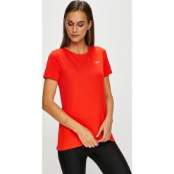 Under Armour - Top. Czerwone topy sportowe damskie Under Armour, s, bez wzorów, z elastanu, z krótkim rękawem. W wyprzedaży za 99,90 zł.
