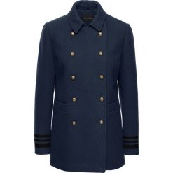 Krótki płaszcz ze złotymi guzikami bonprix ciemnoniebieski. Niebieskie płaszcze damskie bonprix, eleganckie. Za 239,99 zł.
