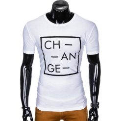 T-shirty męskie: T-SHIRT MĘSKI Z NADRUKIEM S991 - BIAŁY