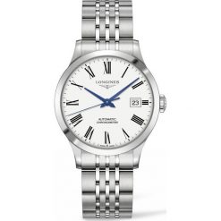 LONGINES Record L2.820.4.11.6. Białe zegarki męskie marki LONGINES, ze stali. Za 7710,00 zł.