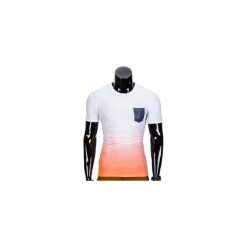 T-SHIRT MĘSKI BEZ NADRUKU S427 - BIAŁY/POMARAŃCZOWY. Szare t-shirty męskie z nadrukiem marki Lacoste, z gumy, na sznurówki, thinsulate. Za 19,99 zł.