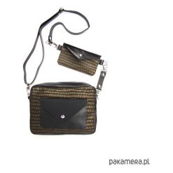 Torebka Double Bag- złocisto czarny kroko. Czarne torebki klasyczne damskie Pakamera. Za 429,00 zł.