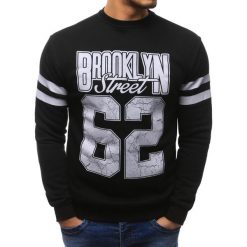 Bluzy męskie: Bluza męska z nadrukiem czarna (bx1346)