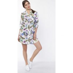 SUKIENKA KOSZULOWA, SUK162 liście. Sukienki damskie Lanti, bez wzorów, ze stójką, bez rękawów, mini, koszulowe. Za 179,00 zł.