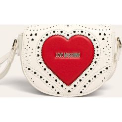 Love Moschino - Torebka. Białe listonoszki damskie Love Moschino, w paski, ze skóry ekologicznej, małe, z aplikacjami. Za 719,90 zł.