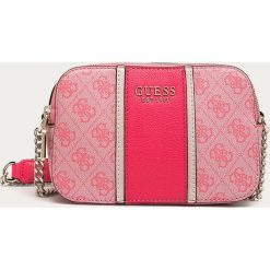 Guess Jeans - Torebka. Szare listonoszki damskie Guess Jeans, w paski, z bawełny, na ramię, małe, bez dodatków. Za 449,90 zł.