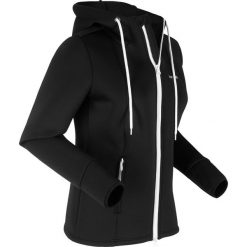 Kurtka neoprenowa ze stretchem, długi rękaw bonprix czarno-biały. Czarne kurtki damskie bonprix, bez wzorów, z neoprenu, długie, bez kaptura. Za 54,99 zł.