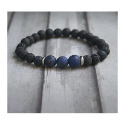 Męska bransoletka :: LAPIS LAZULI & LAWA II. Bransoletki męskie kaktusia, z lawą, ze stali. Za 72,00 zł.