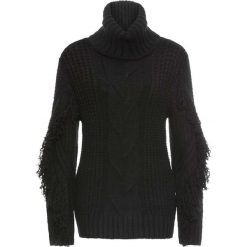 Golfy damskie: Sweter z golfem i frędzlami bonprix czarny