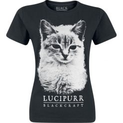 Blackcraft Cult Lucipurr Koszulka damska czarny. Czarne bluzki z odkrytymi ramionami marki Blackcraft Cult, s, z nadrukiem, z bawełny, z okrągłym kołnierzem. Za 121,90 zł.