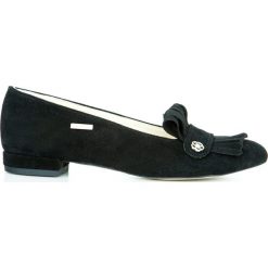 Zamszowe balerinki z frędzlami - skóra naturalna - model 046 - kolor czarny welur. Czarne baleriny damskie Zapato, bez wzorów, z jeansu, klasyczne, bez obcasa, na obcasie. W wyprzedaży za 179,40 zł.