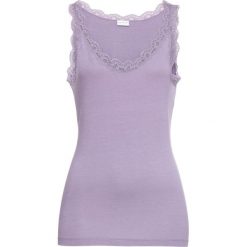 Top shirtowy z koronką bonprix dymny fioletowy. Fioletowe topy damskie bonprix, w koronkowe wzory, z dżerseju. Za 24,99 zł.