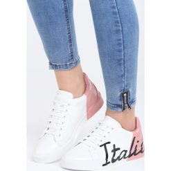 Biało-Różowe Buty Sportowe Girls Go Bad. Białe buty sportowe damskie marki Born2be, z materiału. Za 79,99 zł.