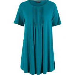 T-shirt o linii litery A bonprix morski turkusowy. Niebieskie koszulki damskie marki bonprix, bez wzorów, bez kołnierzyka. Za 44,99 zł.