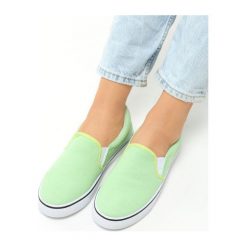Trampki damskie slip on: Zielone Tenisówki Vela