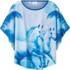 Shirt plażowy bonprix lodowy niebieski. Niebieskie bluzki dziewczęce bonprix, z aplikacjami, bez kołnierzyka, bez rękawów, bez kaptura. Za 34,99 zł.