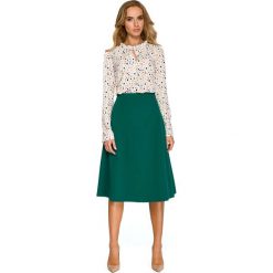 Zielona Klasyczna Trapezowa Spódnica Midi. Zielone spódniczki damskie Molly.pl, do pracy, s, bez wzorów, eleganckie, midi, trapezowe. Za 99,90 zł.