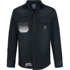 Gas Monkey Garage Monkey Koszula jeans czarny. Czarne koszule męskie marki Gas Monkey Garage, xl, z nadrukiem, z jeansu, vintage, z dekoltem na plecach, z długim rękawem. Za 224,90 zł.