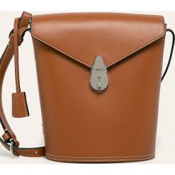 Calvin Klein - Torebka skórzana. Pomarańczowe listonoszki damskie Calvin Klein, w paski, ze skóry, na ramię, bez dodatków. W wyprzedaży za 499,90 zł.