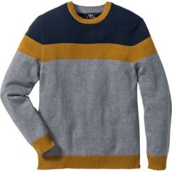 Sweter bonprix szaro-koniakowo-niebieski. Szare swetry męskie bonprix, s, w paski. Za 54,99 zł.