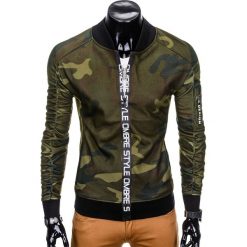 BLUZA MĘSKA ROZPINANA BEZ KAPTURA B739 - ZIELONA/MORO. Zielone bluzy męskie rozpinane marki Ombre Clothing, m, moro, z bawełny, bez kaptura. Za 69,00 zł.