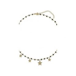 Srebrny pozłacany naszyjnik choker z czarnymi onyksami i gwiazdkami. Żółte naszyjniki damskie Atdiament, z onyksem, srebrne. Za 169,00 zł.