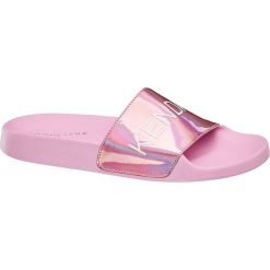 Klapki damskie Kendall + Kylie różowe. Różowe klapki damskie KENDALL + KYLIE, bez wzorów, z materiału, bez obcasa. Za 99,90 zł.