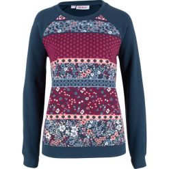 Bluza z nadrukiem, długi rękaw bonprix ciemnoniebieski. Niebieskie koszulki damskie bonprix, z nadrukiem, z długim rękawem, długie, bez kaptura. Za 79,99 zł.