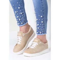 Beżowe Buty Sportowe Elastic Hands. Brązowe buty sportowe damskie marki vices, z aplikacjami, z lakierowanej skóry, sportowe. Za 69,99 zł.