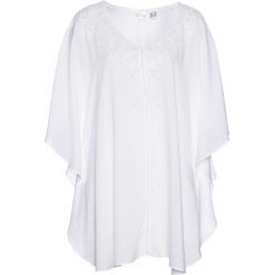 Tunika bonprix biały. Białe tuniki damskie marki bonprix, z haftami, z bawełny, z dekoltem w serek, bez rękawów. Za 129,99 zł.