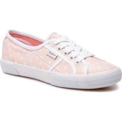 Tenisówki PEPE JEANS - Aberlady Cotty PLS30813 Powder Pink 302. Różowe półbuty damskie Pepe Jeans, na co dzień, bez wzorów, z jeansu, bez obcasa, na płaskiej podeszwie, bez zapięcia. W wyprzedaży za 159,00 zł.