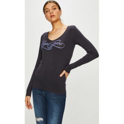Pepe Jeans - Bluzka. Szare bluzki asymetryczne Pepe Jeans, l, z nadrukiem, z dzianiny. Za 159,90 zł.